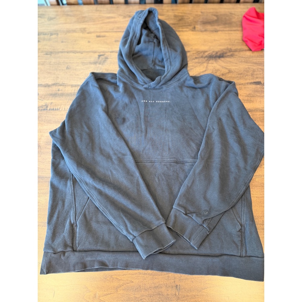Lululemon For All Runners Graphic Hoodie Mens Black Pullover Sweatshirt XL